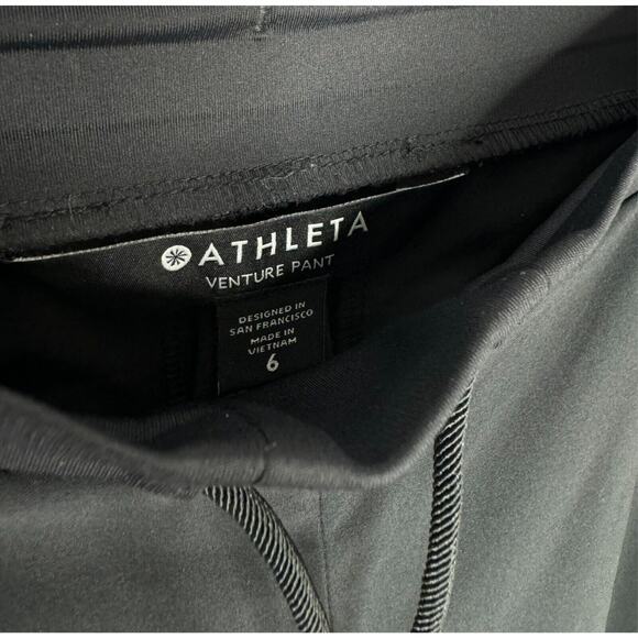 Athleta Venture Pants Cargo Jogger Womens Black Stretch Drawstring size 6 - Picture 3 of 4